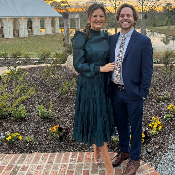 Fab’rik Silk Teal Midi Cocktail Dress - Picture 4 of 4